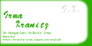 irma kranitz business card